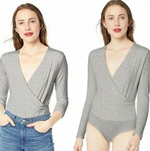J. Crew Gray Faux Wrap Bodysuit